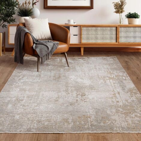Seville 04 Nasrid Short Pile Rug Modern Abstract Soft Touch Silky Rug in Beige Natural 200 x 300 cm (1/4)