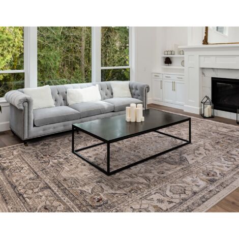 Ash Medallion Traditional Rug for Bedroom Living Room Flatweave Silky Shiny Beige Natural Sovereign Rug Medium 120x166 cm (4'x5'5")