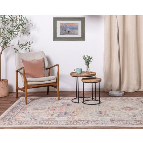Flores Kira FR04 Traditional Classic Bordered Persian Floral Vintage Rug in Multi Large 160x230 cm (5'3"x7'7")