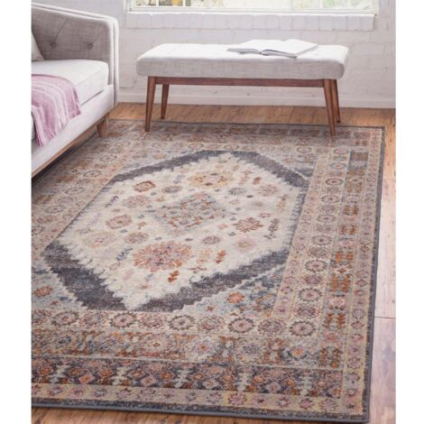 Flores Fiza FR06 Traditional Classic Bordered Persian Floral Vintage Rug in Multi Medium 120x170 cm (4'x5'6")