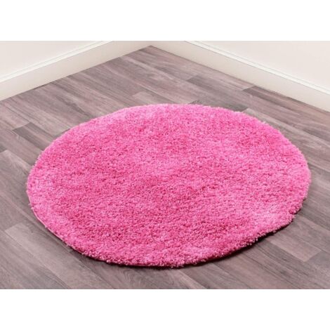 Modern Retro Plain Soft Shaggy Rug Blush Pink 110 x 110 cm (3'7''x3'7'') Circle (1/4)