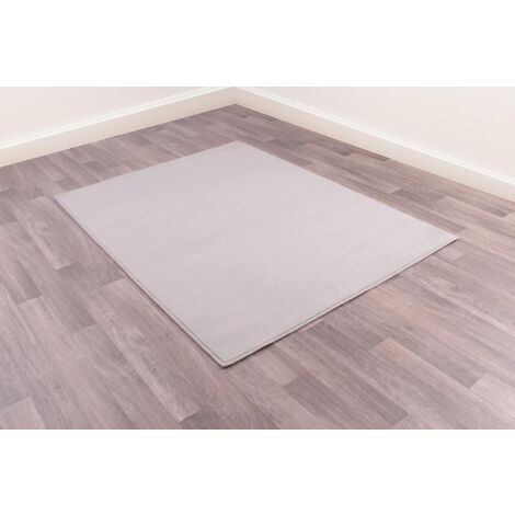 Modern Poly Moda Plain Rug Silver Light Grey Small Carpet 80 x 150 cm (2'6"x5'0")