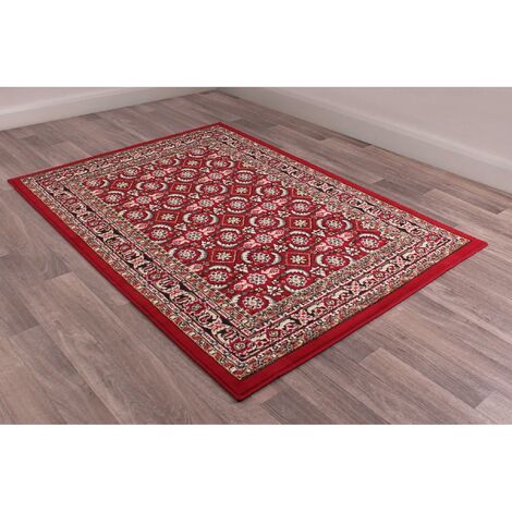 Traditional Poly Esta Bordered Classical Floral Red Rug Floor Mat Carpet Large 160 x 230 cm (5'3"x7'7") (1/4)