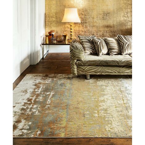 Marbled Rug for Living Room Bedroom Aurora AU01 Dune Quality Modern Abstract Shiny Gold Rug Medium 120x170 cm (4'x5'6")