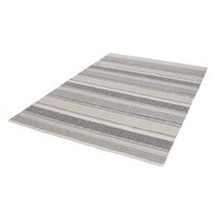 Outdoor Rug for Garden Patio Balcony Picnic Living Room Bedroom Dining Kitchen Flatweave Geometric Stripe Boardwalk Grey Rug in X-Large 200x290 cm (6'7"x9'6")