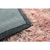 Dazzle Modern Thick Silky Shiny Yarn Shaggy Rug in 60x110 cm (2'x3'7''), Blush Pink