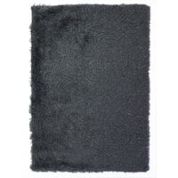 Dazzle Modern Thick Silky Shiny Yarn Shaggy Rug in 60x110 cm (2'x3'7''), Charcoal