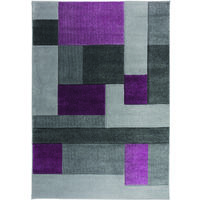 Modern Contemporary Hand Carved Cosmos Durable Thick Soft Rug in 80x150 cm (2'6''x5'0'') Purple/Grey