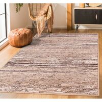 Modern Poly Blizzard Abstract Stripes Ivory Rug Floor Mat Carpet Small 80 x 150 cm (2'6"x5'0")