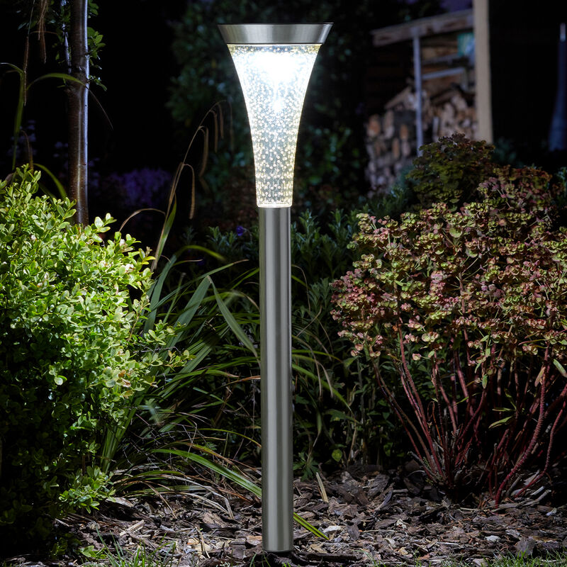 Auraglow Solar Bamboo LED Outdoor Garden Flame Tiki Path Post Light Torch  Lamps