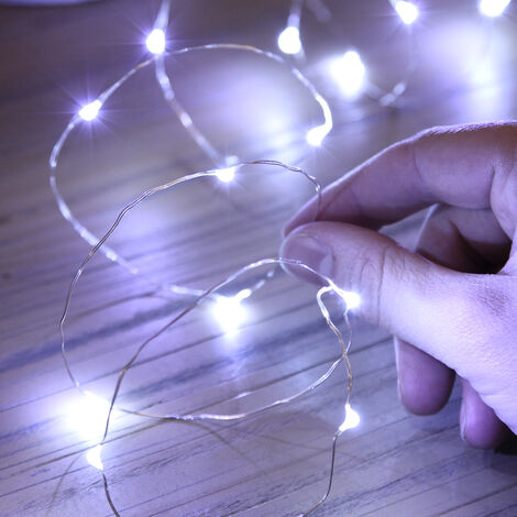 2m Battery Power Silver Firefly Wire LED Christmas Fairy Lights White  Indoor Bedroom Home Decor