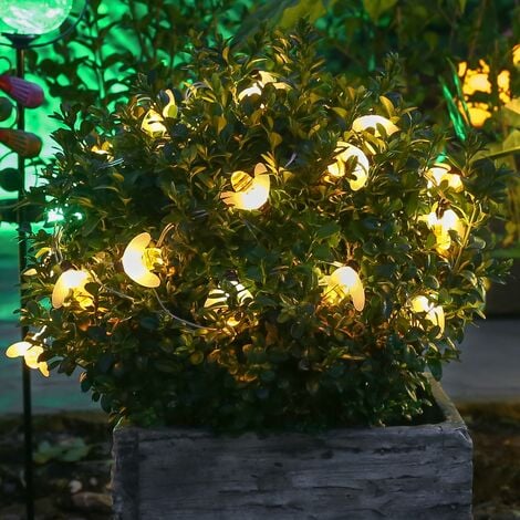 M Solar Power Led Bumble Bee Fairy Lights Warm White Garden Outdoor