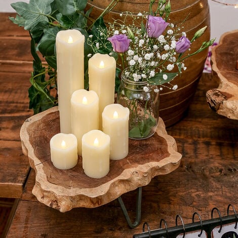 6 Pack Battery Power Flameless Flickering LED Real Wax Pillar Candles  Indoor Home