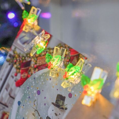 90cm Battery Power Firefly Wire Holly Peg Christmas LED Fairy Lights Indoor Home Card Hanger Decoration (1/3)