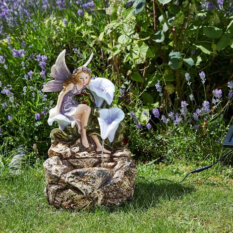 Solar Power Novelty Fairy Water Feature Fountain Garden Outdoor Decoration