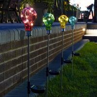4 Pack Solar Power Balloon LED Festoon Stake Lights | Outdoor Garden Pathway Decoration - Multi Colour