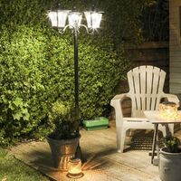Traditional LED Lamp Post 2.1m Solar Power Large Black Outdoor Garden Pathway Drive Patio Lawn Decoration