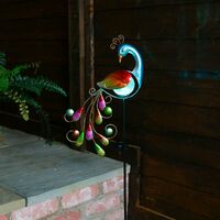 80cm Solar Power LED Novelty Peacock Stake Light | Outdoor Garden Path - Multi Colour