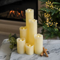 6 Pack Battery Power Flameless Flickering LED Real Wax Pillar Candles Indoor Home