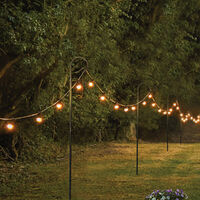 Shepherd's Crook Steel Metal Pole for Outdoor Festoon Lights 1.8m or 2.4m | Garden Hanging Lantern String Lighting
