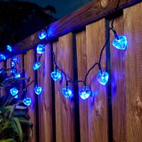 10m Solar Power Blue Heart LED Fairy String Lights | Outdoor Garden Decoration - Blue