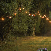 2 Pack 1.5m or 2.4m Steel Metal Shepherd's Crook Pole for Festoon Lights | Outdoor Garden Hanging Lantern String Lighting - Black