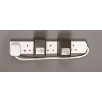 1m White Extension Block Lead 6 Gang Way