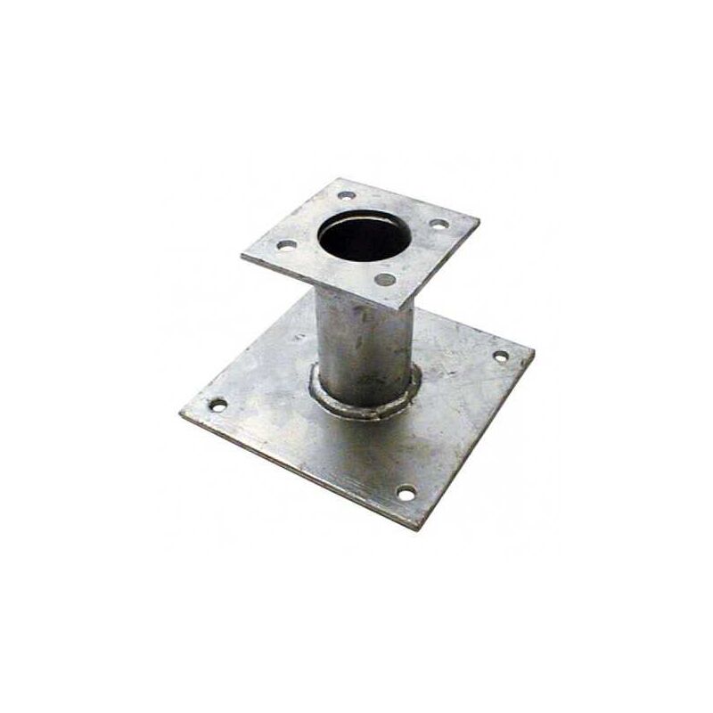 Pied de poteau fixe 100mm double platine galvanisé à chaud