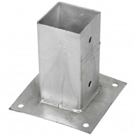 Sud Bois – Support pied de poteau carré à fixer en acier galvanisé – Dimensions 90x90 mm – 4 trous de fixation de 8 mm – Résistance à la corrosion