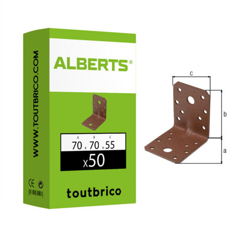 Équerre de fixation renforcée Couleur DURAVIS - largeur (mm) 70 - hauteur (mm) 70 - Couleur Rouille - Profondeur (mm) 55