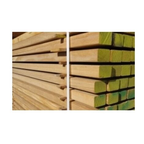 Pack Lambourde pour Terrasse 40x60 Bois Exotique Raboté Classe 4 - Lot de 10 pièces - Longueur 1,25 m