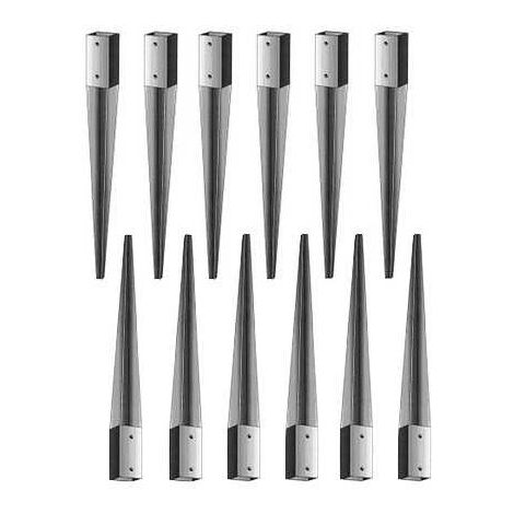 Estexo – Manchon à impact 71x71 mm 750 mm – Acier galvanisé – Ancrage rapide sans béton – Lot de 12 pour poteaux de clôture - MM 12 X