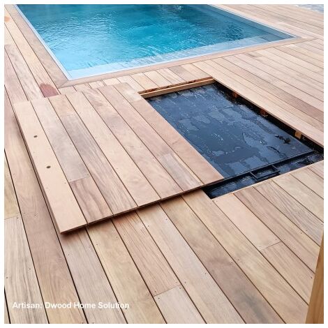 Pack Lame de Terrasse Bois Exotique Garapa KD 21x145 Lisse 1er Choix - Longueur 1,55 m - Lot de 35 pièces