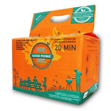 Sud Bois – Barbecue charbon BBQ-BOX 3 heures de combustion – Prêt en 20 minutes – Pour jusqu'à 15 personnes – Charbon naturel, écologique