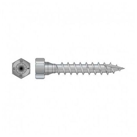 Sud Bois – Vis à bois connecteurs SSH 12x60 mm – Tête hexagonale Torx – Pointe anti-fendage – Boîte de 25 unités pour fixation sur bois