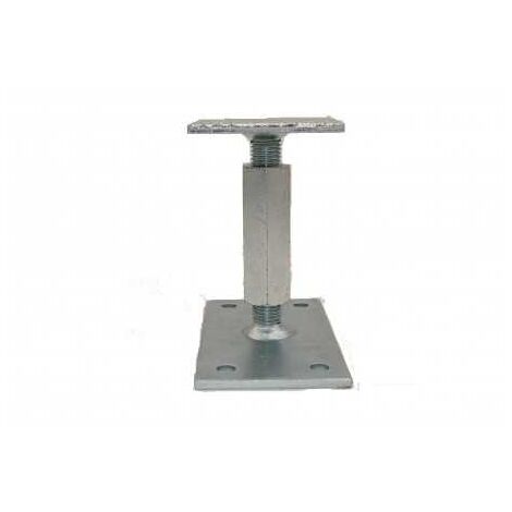 Sud Bois – Pied de poteau réglable 140-200mm – Galvanisé pour fixation sur bois et béton – Écrou central pour réglage facile