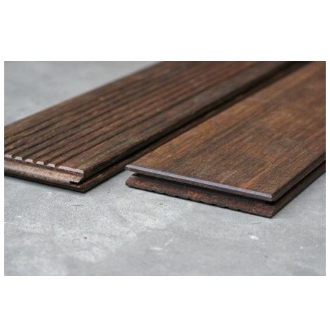 Pack de 1.03 m² : 4 Lames de Terrasse Bamboo 2 Faces (lisse et striée) 20x139 en 1.85m + Clips et Vis