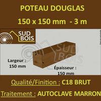 Poteau / Poutre 150x150mm Douglas Autoclave Marron Brut 3m