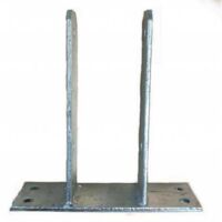 Sud Bois – Support ancre U pour poteau 9x9 cm – Acier galvanisé 4 mm – Longueur tige 20 cm – Fixation béton pour chantiers humides