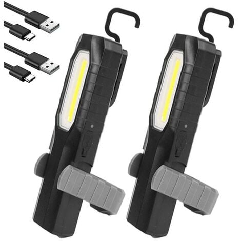 Juego de 2 Lamparas Linternas de Taller LED recargable USB 2 modos de luz  1200 mAh
