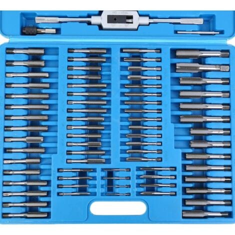 JUEGO DE MACHOS Y TERRAJAS METRICOS 110 PIEZAS DE M2 A M18 PROFESIONAL CON ESTUCHE DE METAL