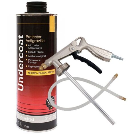 Kit de bote antigravilla 1 litro color negro + pistola antigravilla neumatica
