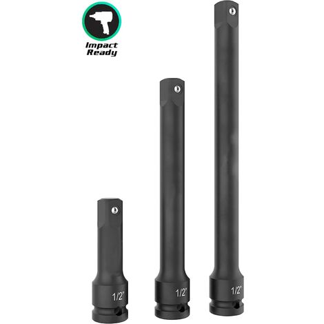 Juego De Alargadores o Extensiones 1/2" de impacto 75mm, 125mm y 250mm, 3 piezas (1/5)