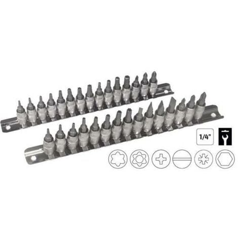JUEGO DE VASOS PUNTAS 1-4 30 PIEZAS TORX, PHILIPS, ALLEN JBM 52908 - 5348