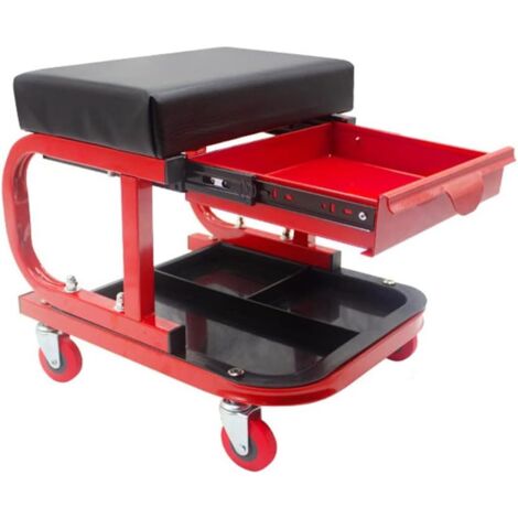 Asiento taburete de taller con cajon compartimento y ruedas giratorias 360