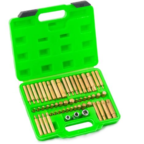 Juego de puntas combinadas allen hexagonales, torx, RIBE y XZN spline ACERO S2 PARA PISTOLA IMPACTO, 55 piezas