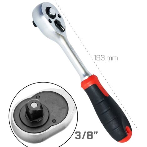 Llave De Trinquete 3/8 Mango Recto 72 Dientes Acoplador Rápido