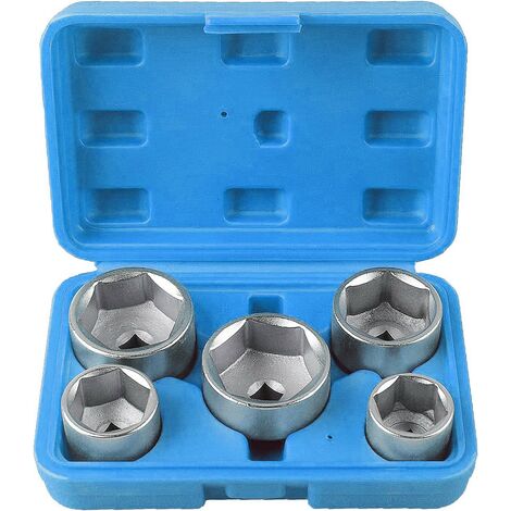JOMAFA - Vasos Llaves para filtro de aceite Extracción filtro de aceite hexagonal 5 piezas 24, 27, 32, 36, 38mm 6 caras
