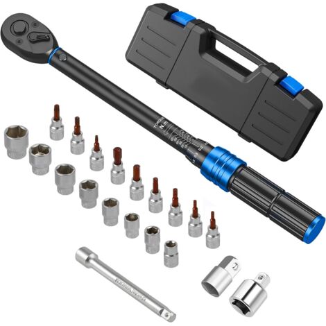LLAVE DINAMOMETRICA 1/4"  TORQUE: 2 - 25 Nm con puntas, vasos y certificado de calibración, ALUMINIO