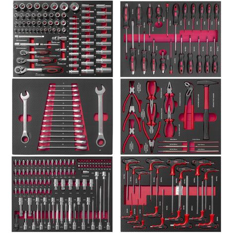 Edicion Carbono - Conjunto De Módulos De Herramientas Eva Con Terminación En Carbono Para Carro rojo, 6 MODULOS